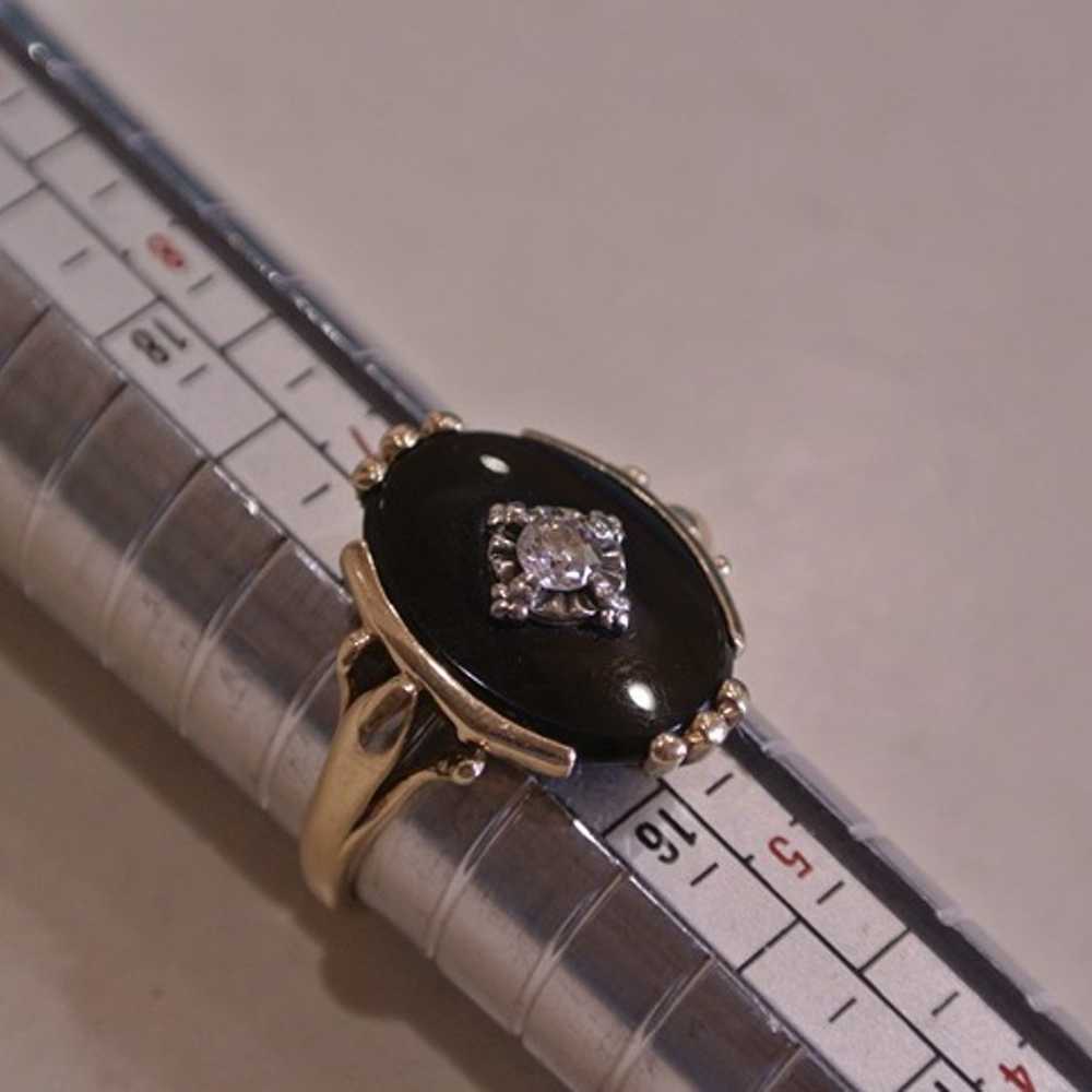 Beautiful Vintage diamond, Onyx Ring in 10k Gold.… - image 2