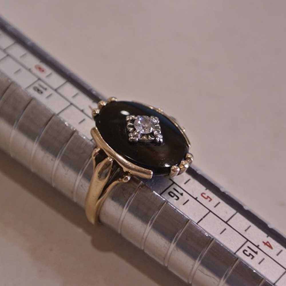 Beautiful Vintage diamond, Onyx Ring in 10k Gold.… - image 3