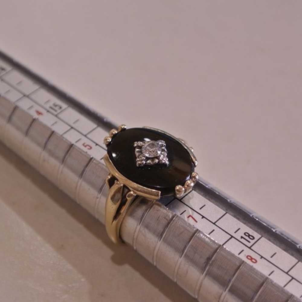 Beautiful Vintage diamond, Onyx Ring in 10k Gold.… - image 8