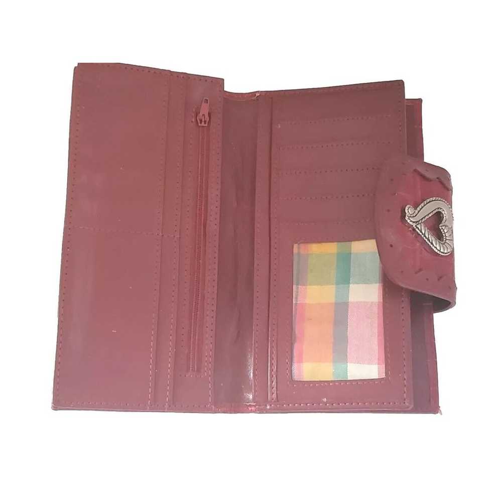 Vintage Pink Yellow Plaid Fashion Wallet Metal Cl… - image 4