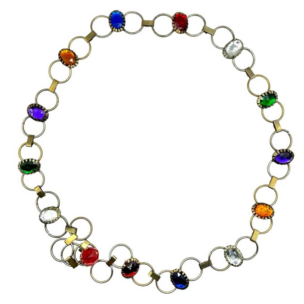 Vintage Rainbow Jeweled Gold/tarnished, Tone Meta… - image 3