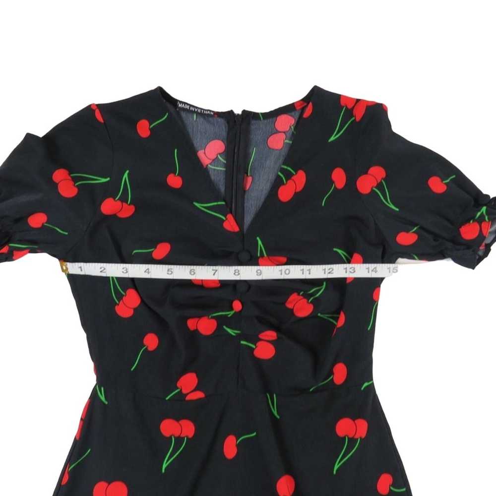 1980s Vintage Black Sweetheart Cherry Pattern A-L… - image 8