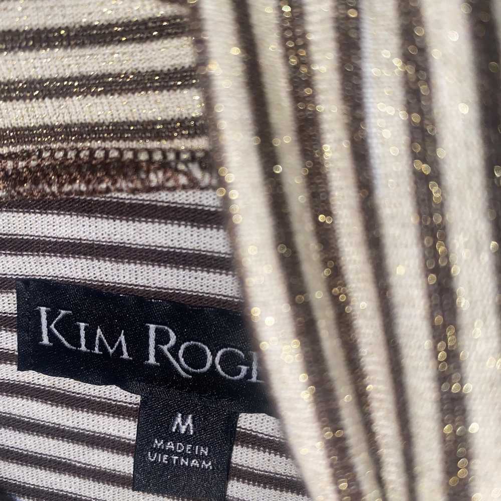 Other Kim Rogers Cream Brown Metallic Long Sleeve… - image 4