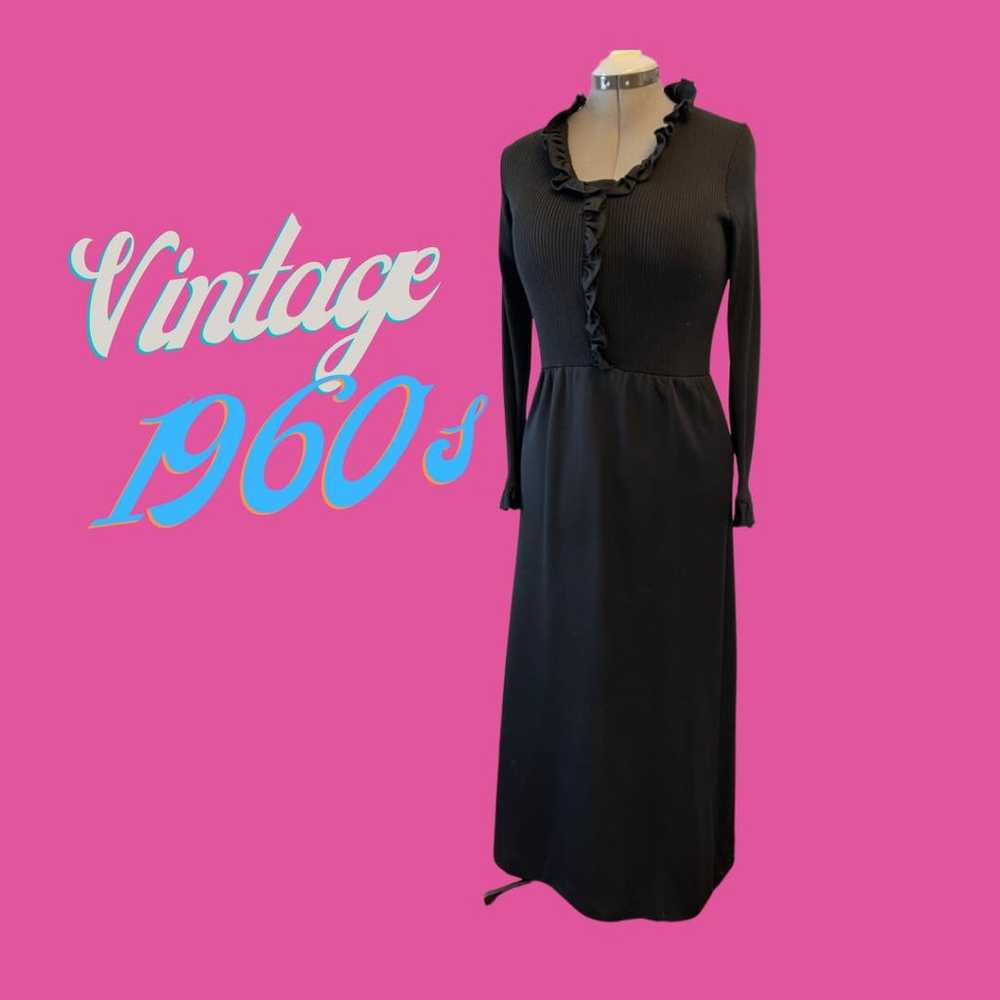 Vintage 1960s Alison Ayer’s Black gown size large - image 1