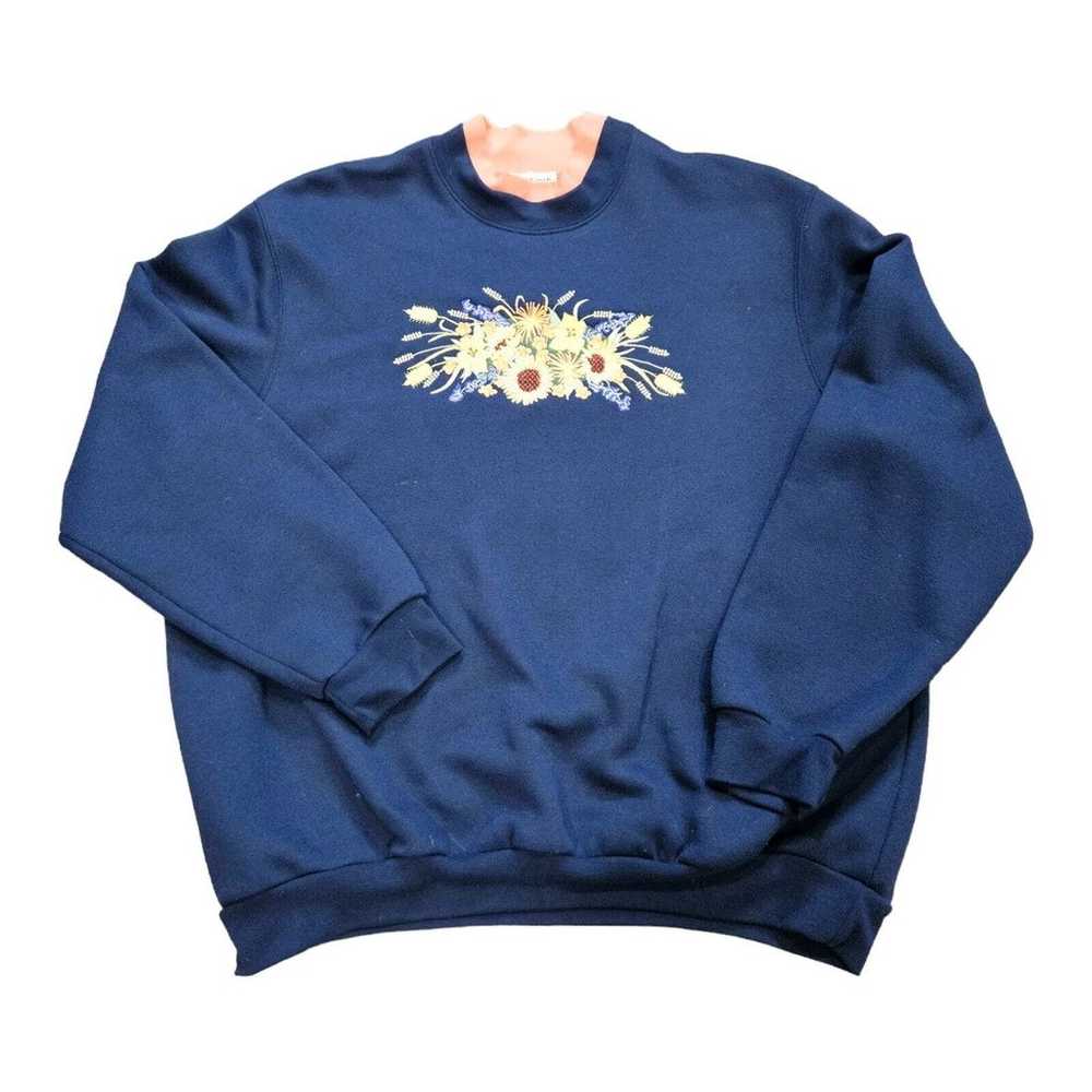 Vtg Bonworth Sweatshirt Womens XL Embroidered Flo… - image 1