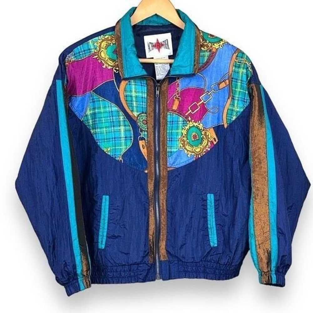 Vintage Active Frontier 90’s Navy, Teal and Gold … - image 1