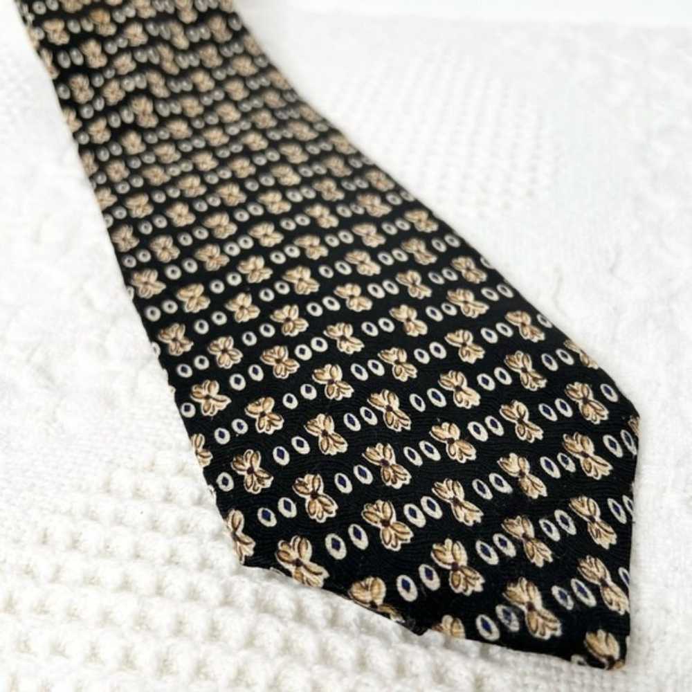 Vintage Geoffrey Beene Tie Silk Black Tan Muted R… - image 2