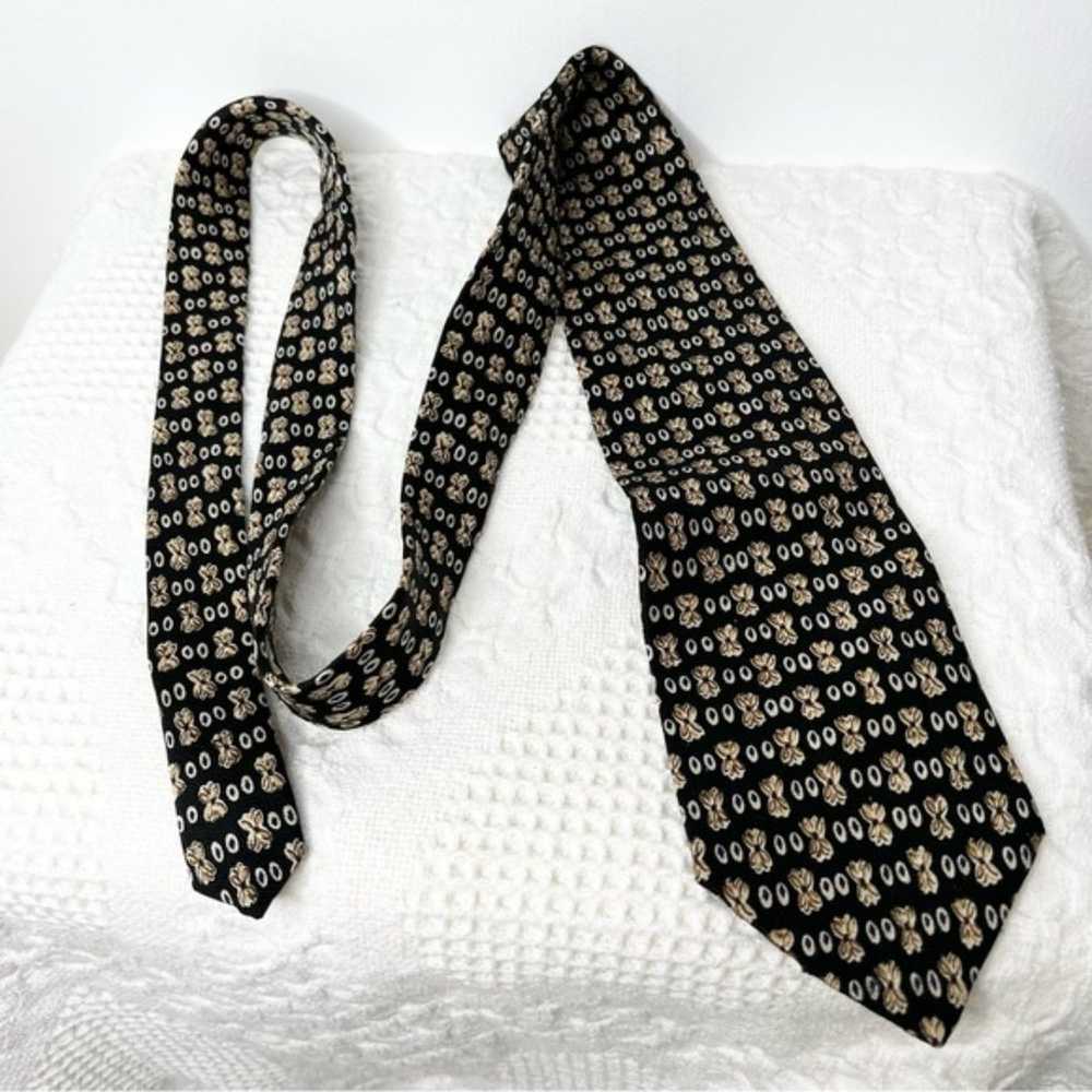 Vintage Geoffrey Beene Tie Silk Black Tan Muted R… - image 3