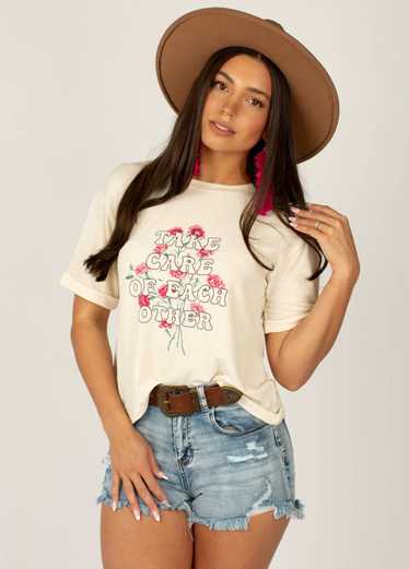 Joyfolie Women's Take Care Tee in Gardenia