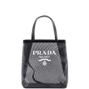 PRADA Logo Open Tote Sequined Mesh Small - image 1