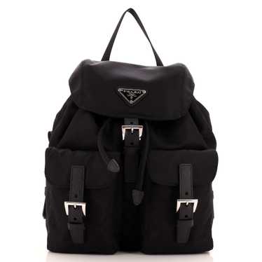 PRADA Vela Double Front Pocket Backpack Tessuto wi