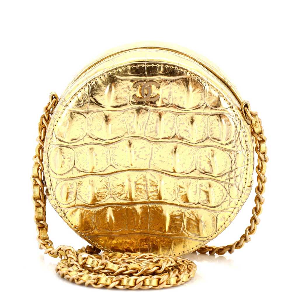 CHANEL Round Clutch with Chain Crocodile Embossed… - image 1