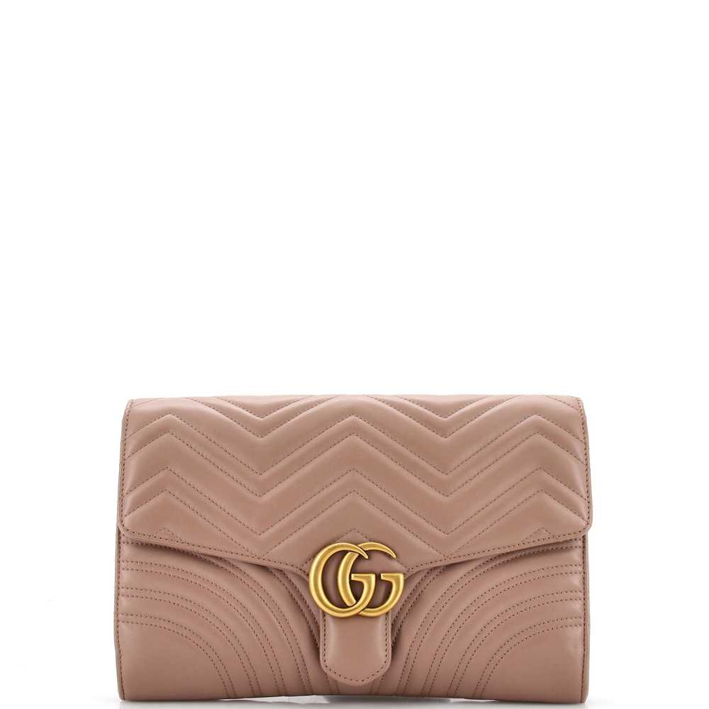 GUCCI GG Marmont Flap Clutch Matelasse Leather - Gem