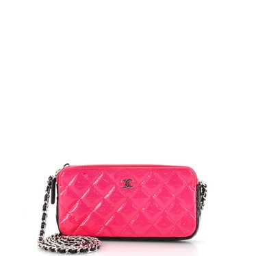 CHANEL Double Zip Clutch with Chain Quilted Patent - image 1