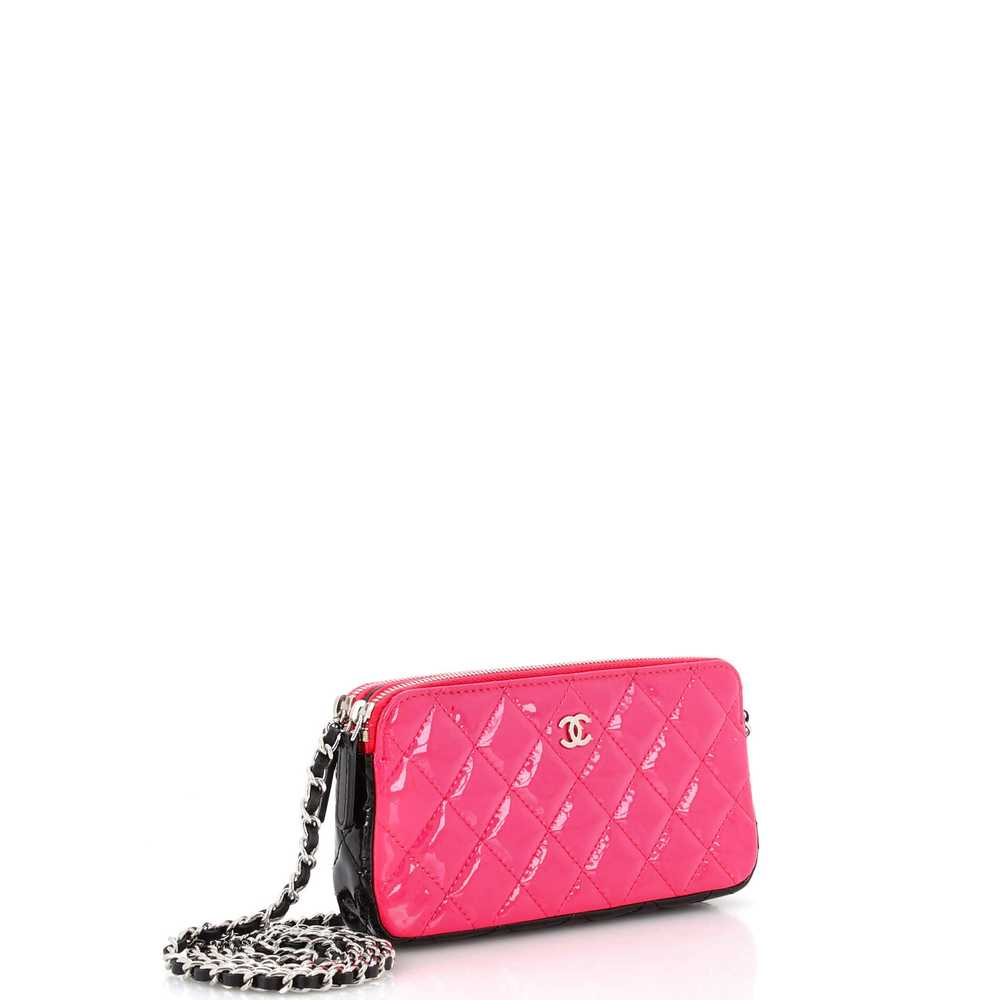 CHANEL Double Zip Clutch with Chain Quilted Patent - image 2