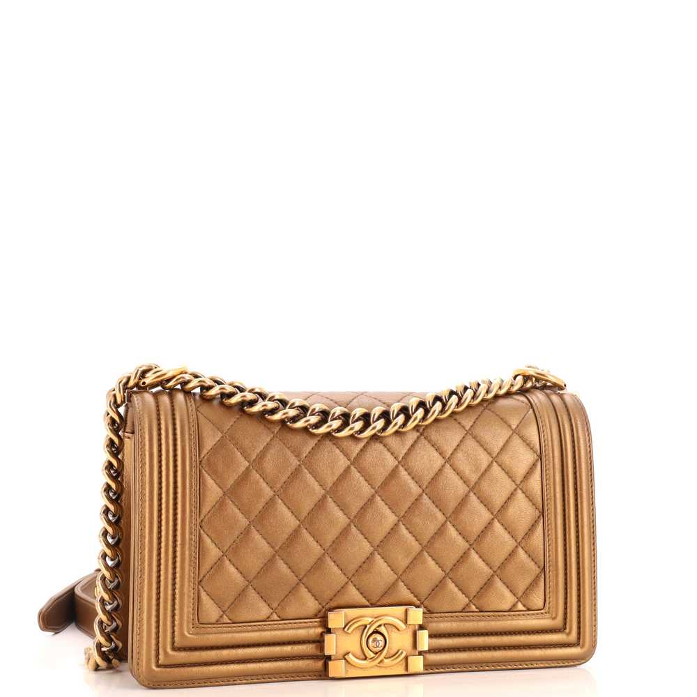 CHANEL Boy Flap Bag Quilted Metallic Calfskin Old… - image 2