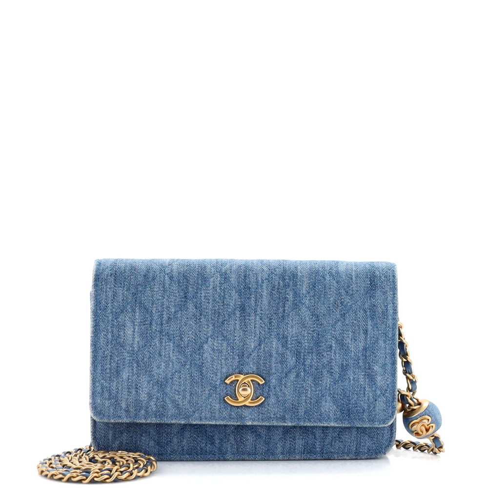 CHANEL Pearl Crush Wallet on Chain Quilted Denim - image 1