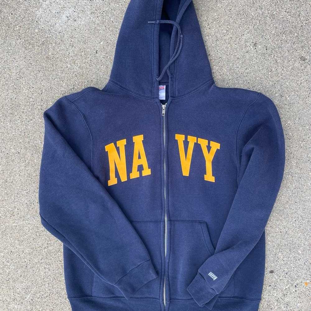 Vintage Navy Full-Zip Hoodie - image 1