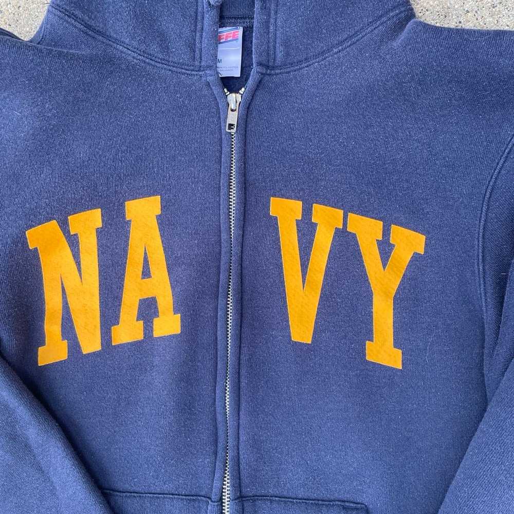 Vintage Navy Full-Zip Hoodie - image 2