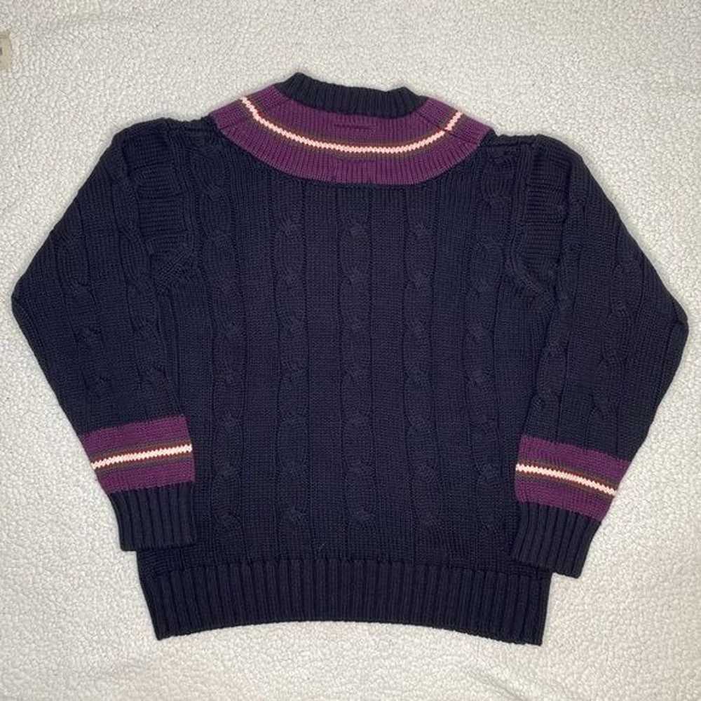 Vintage 100% Pure Stuff Cable Knit V-Neck Sweater… - image 2