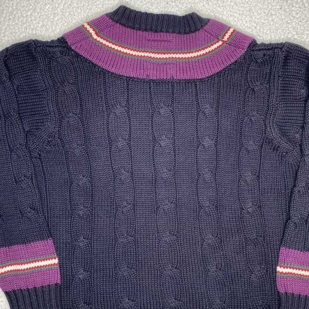 Vintage 100% Pure Stuff Cable Knit V-Neck Sweater… - image 4