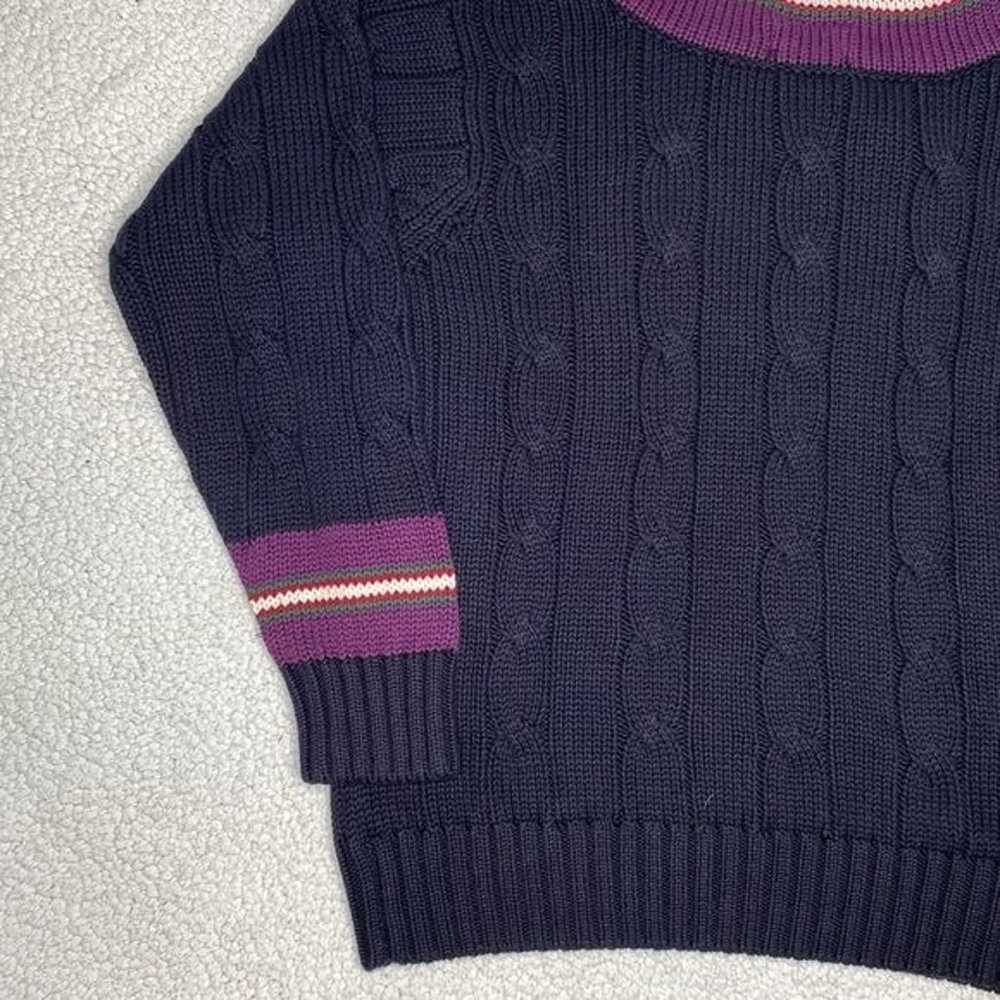 Vintage 100% Pure Stuff Cable Knit V-Neck Sweater… - image 7