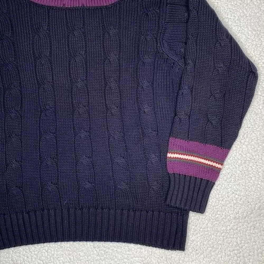 Vintage 100% Pure Stuff Cable Knit V-Neck Sweater… - image 9