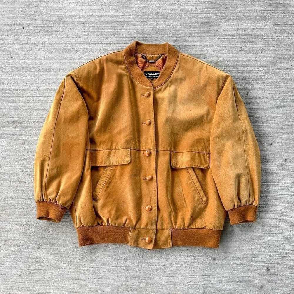 **Vintage 80’s Pele Suede Leather Bomber Jacket B… - image 1