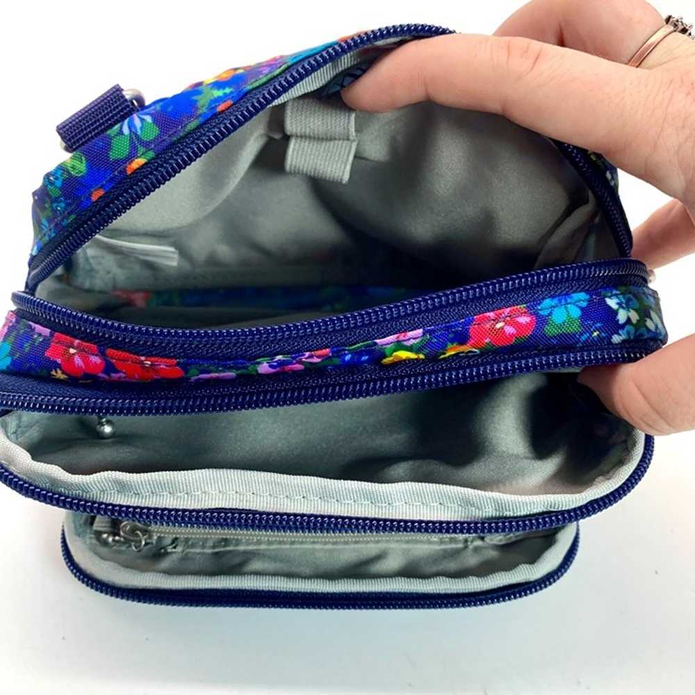 Baggallini Triple Zip Blue Floral Pouch With Fron… - image 11