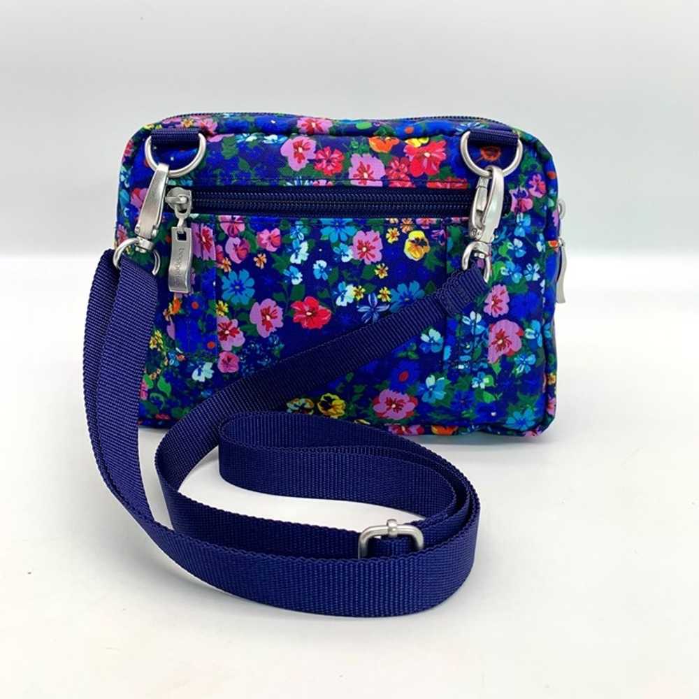 Baggallini Triple Zip Blue Floral Pouch With Fron… - image 2