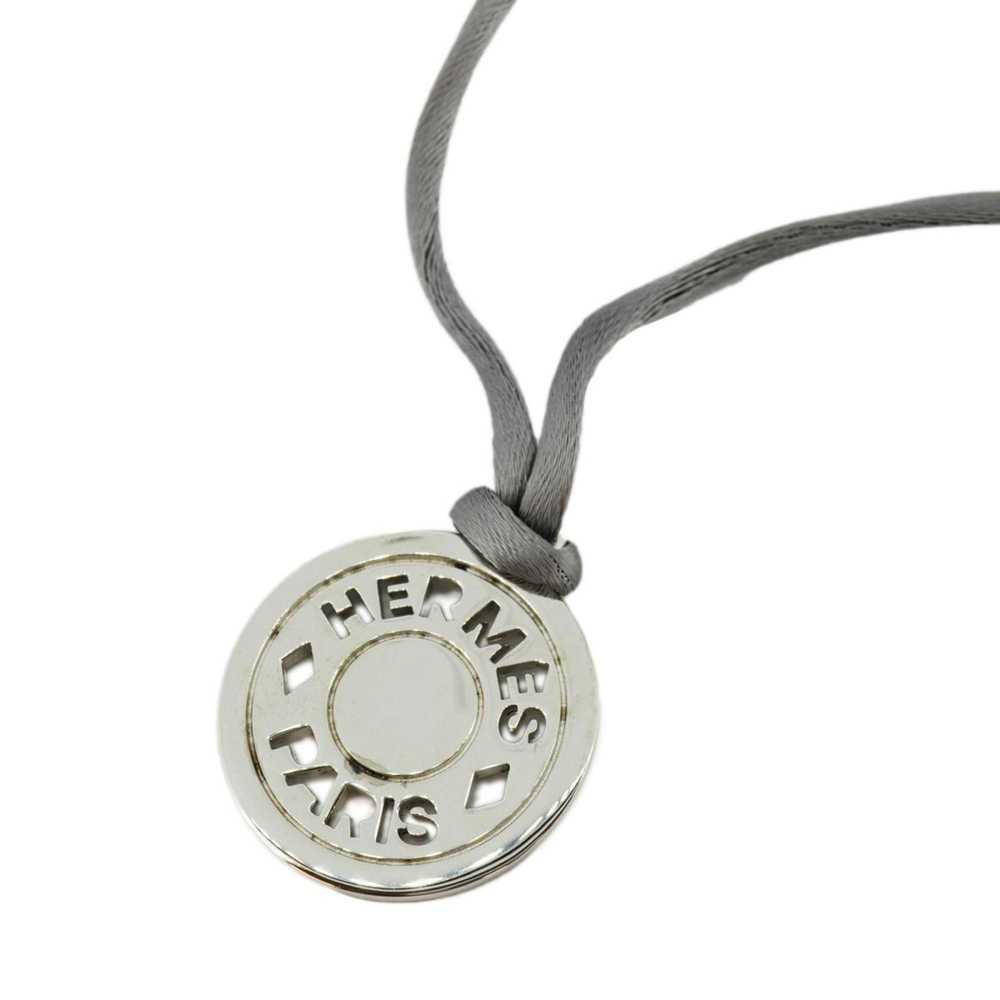 HERMES Necklace Serie Metal Satin Silver Women's - image 1