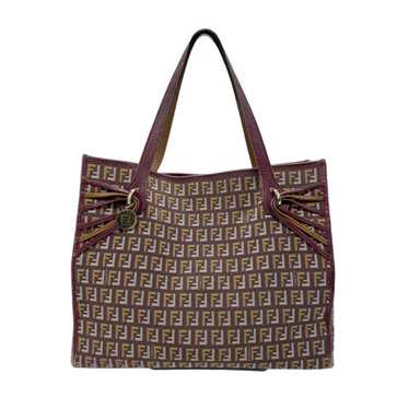 FENDI Tote Bag Handbag Zucchino Canvas/Leather Wi… - image 1