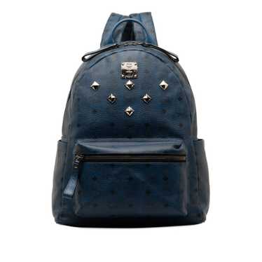 MCM Visetos Glam Studs Backpack Blue PVC Leather … - image 1
