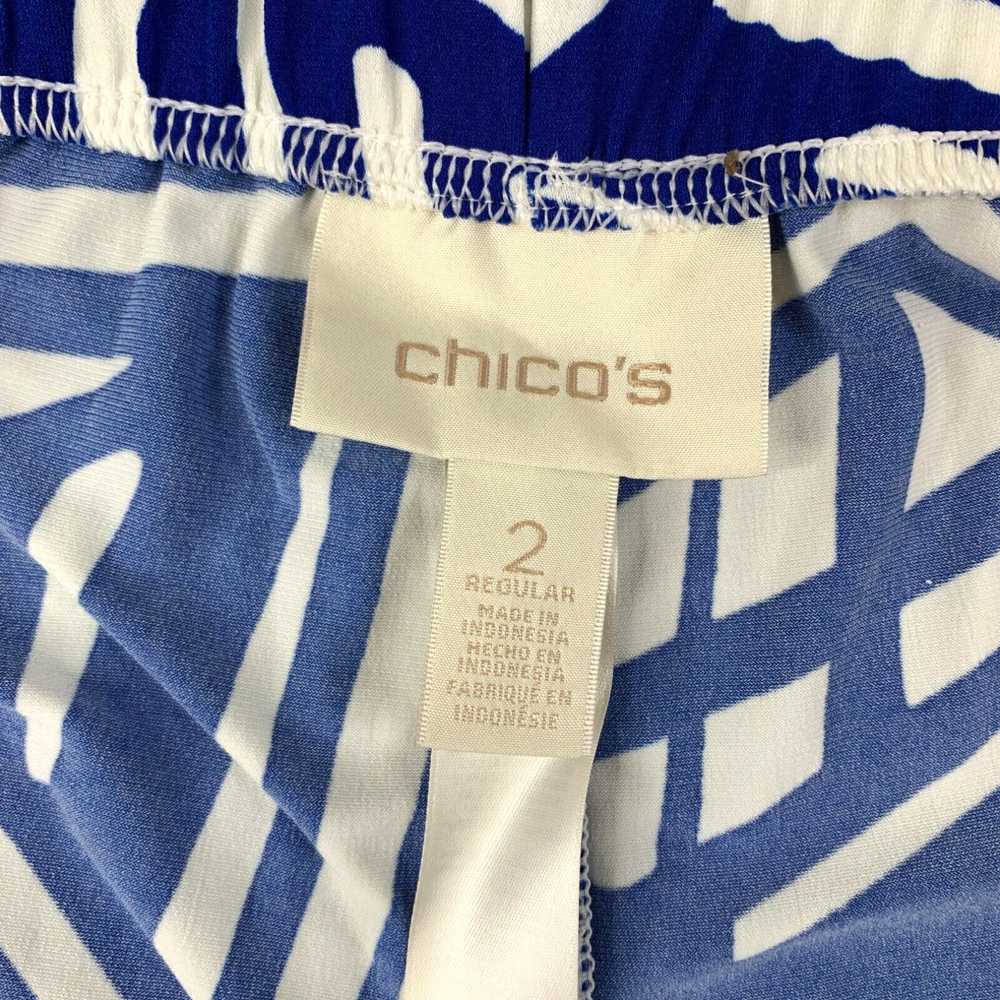 Vintage Chico's Blue White Print Stretch Knit Cro… - image 3