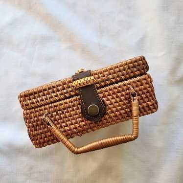 Natural Rattan/Leather Rectangle Cotton lined Tan 