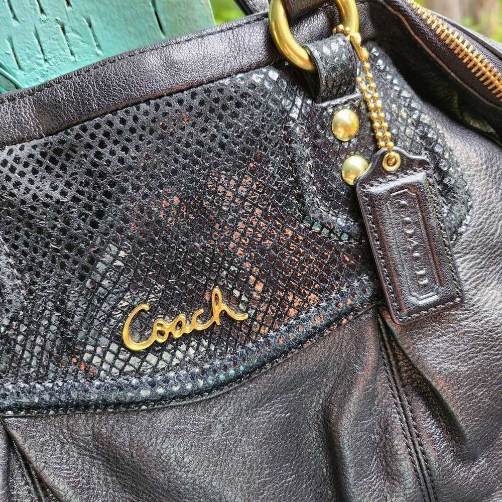 Black Leather Coach with Snake Detailing - image 5