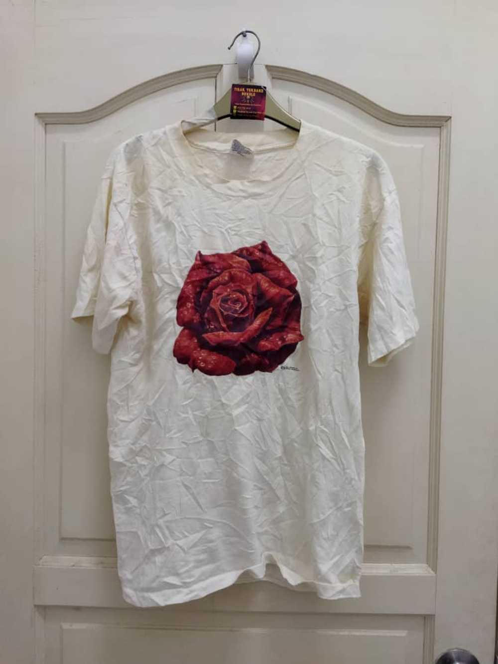 Vintage - Rare Vtg Red Rose Art Tshirt - image 1