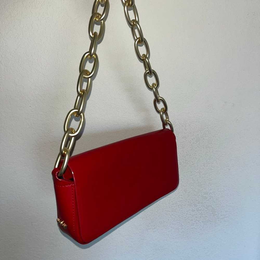 (House of Want) Red Vegan Leather Shoulder Bag wi… - image 8