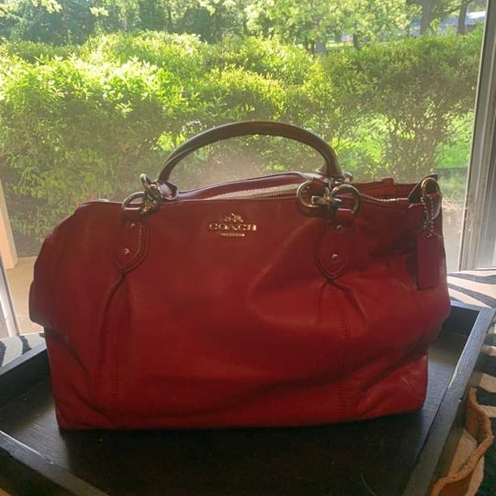Coach Collette leather carryall red leather satch… - image 1