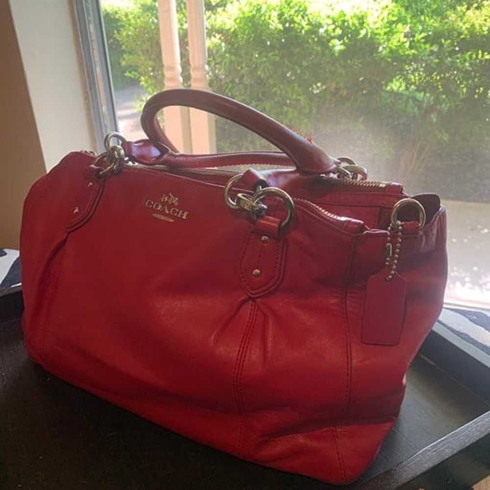 Coach Collette leather carryall red leather satch… - image 3