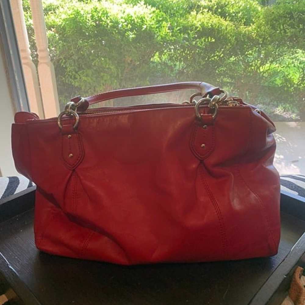 Coach Collette leather carryall red leather satch… - image 5