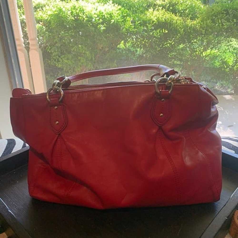 Coach Collette leather carryall red leather satch… - image 6