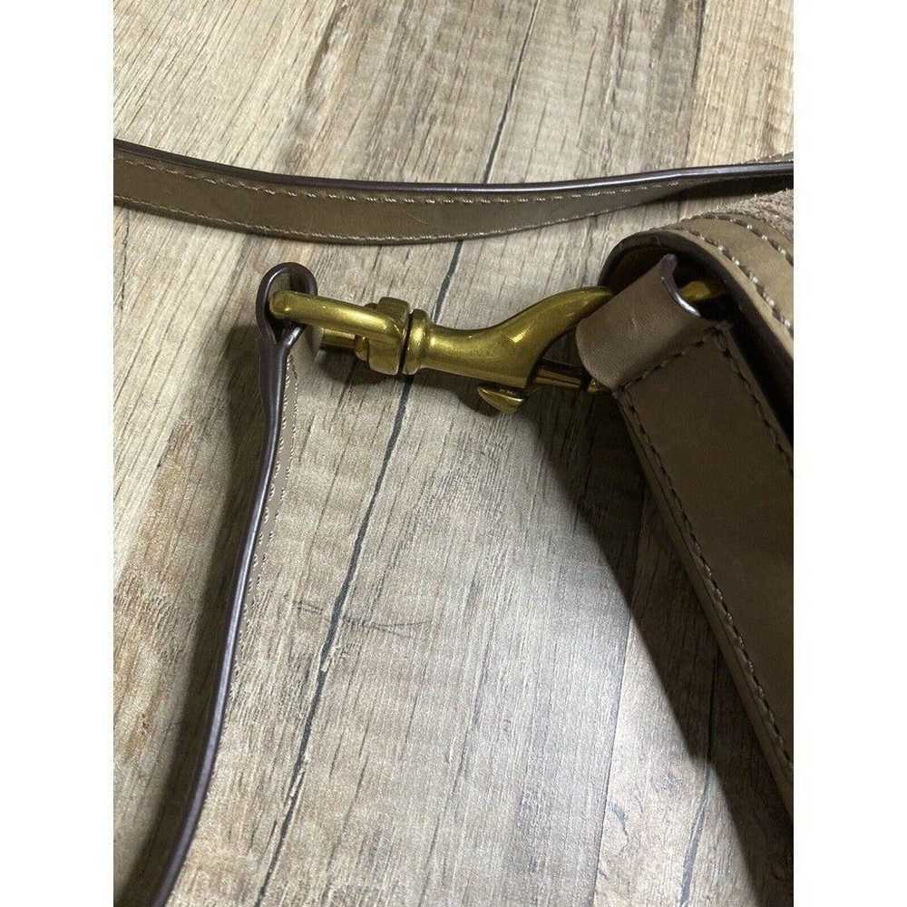 FRYE Ilana Green Taupe Leather Saddle Crossbody B… - image 6