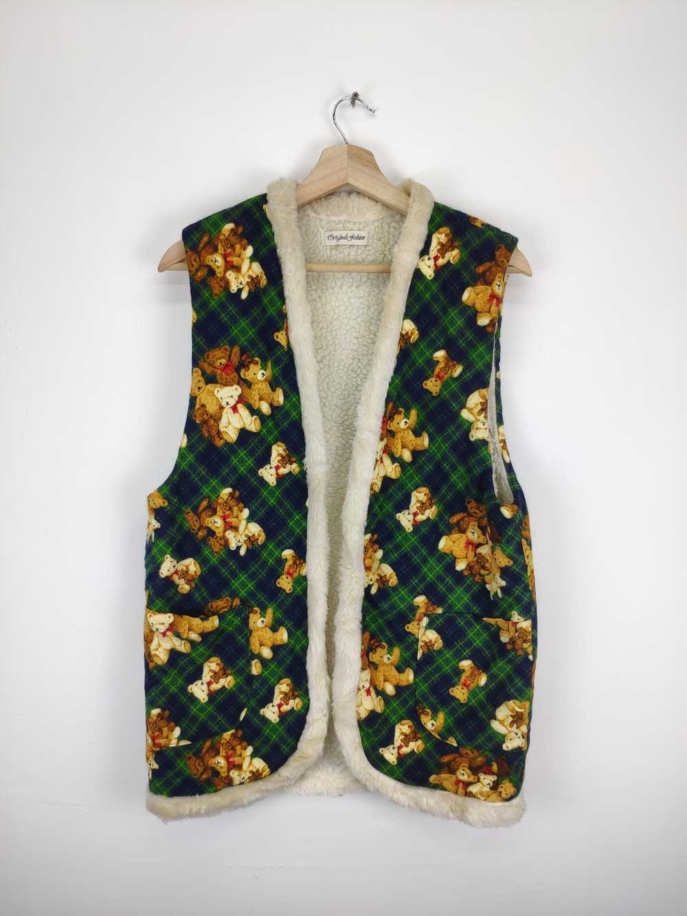 Vintage - Vintage Vest Cardigan Lining Sherpa Pol… - image 2