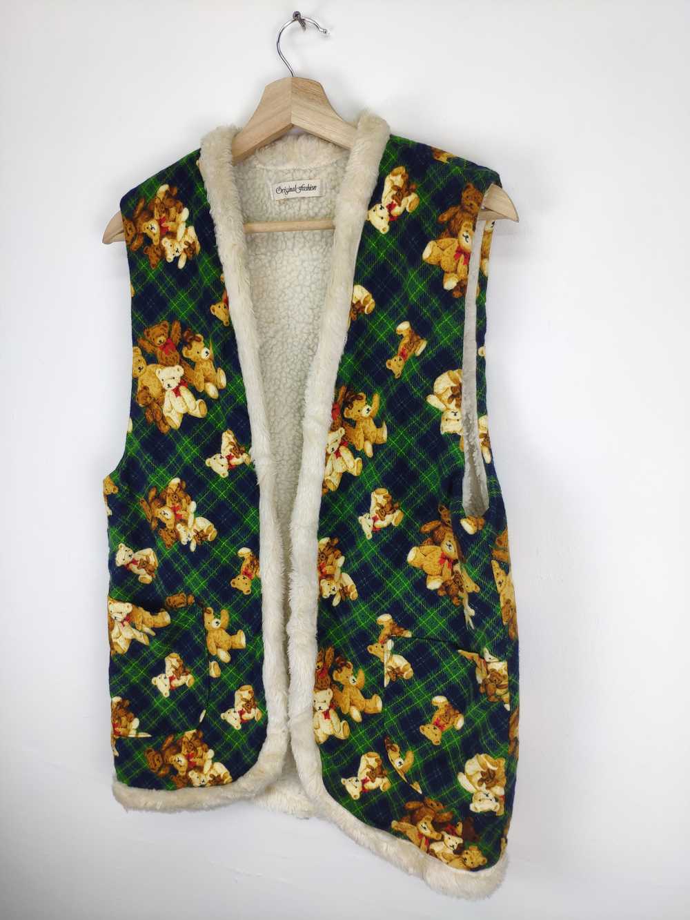 Vintage - Vintage Vest Cardigan Lining Sherpa Pol… - image 3