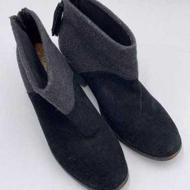 Toms Black Gray Suede Wool Booties