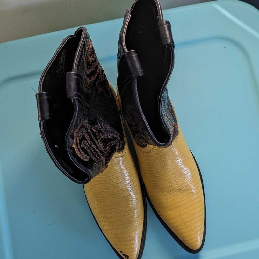 Yellow cowboy boots vamp and fox leather - image 5