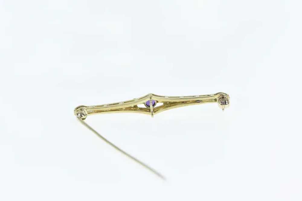 14K Art Deco Amethyst Ornate Classic Pin/Brooch Y… - image 2