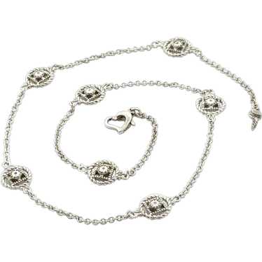 Sterling Silver Diamond Round Twisted Rope Statio… - image 1