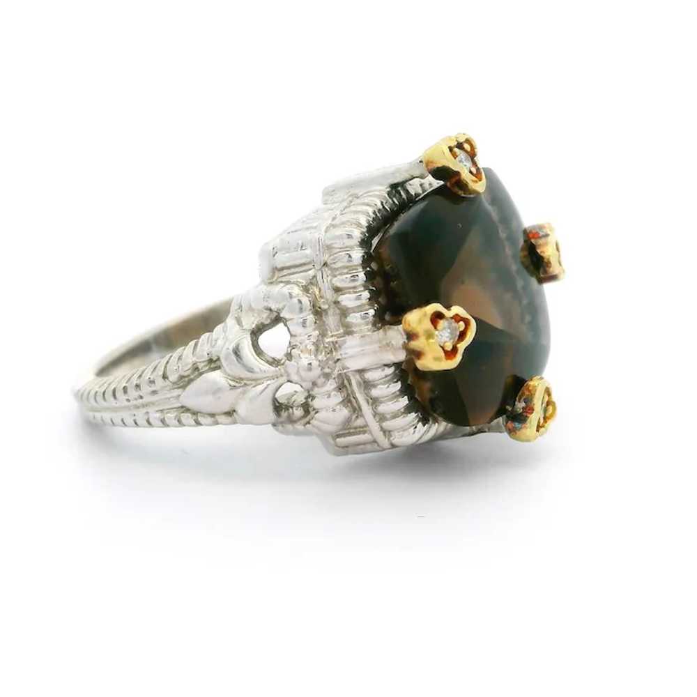 Sterling Silver 18k Yellow Gold Smoky Quartz Diam… - image 3